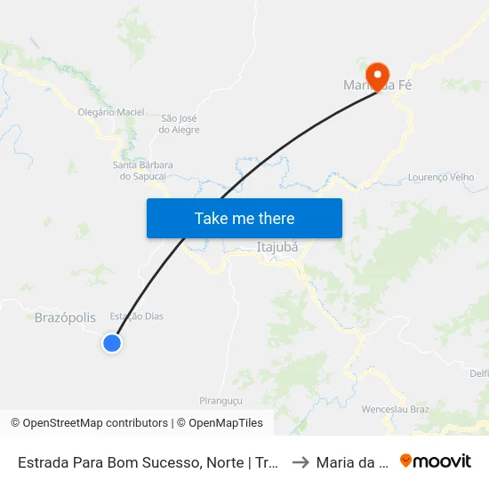 Estrada Para Bom Sucesso, Norte | Trevo to Maria da Fé map