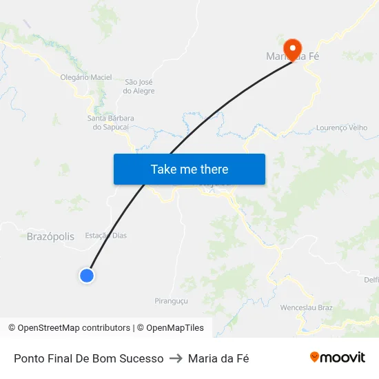 Ponto Final De Bom Sucesso to Maria da Fé map