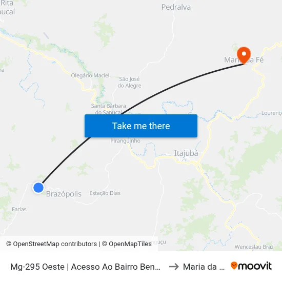 Mg-295 Oeste | Acesso Ao Bairro Bengala to Maria da Fé map