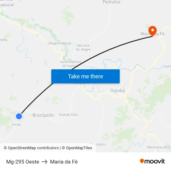 Mg-295 Oeste to Maria da Fé map
