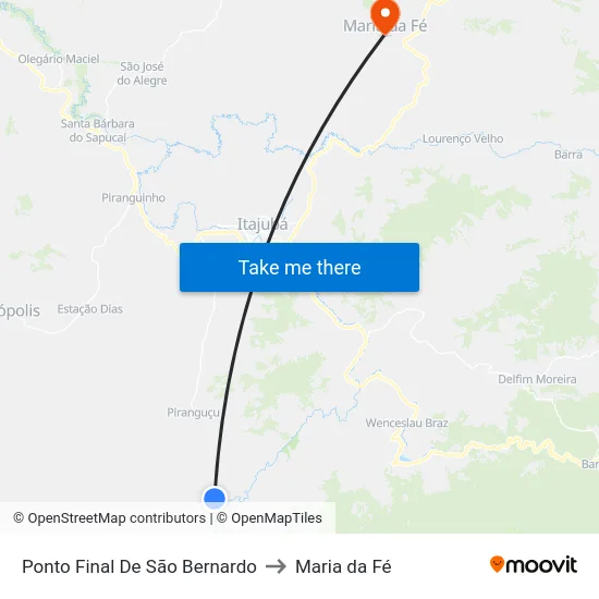 Ponto Final De São Bernardo to Maria da Fé map