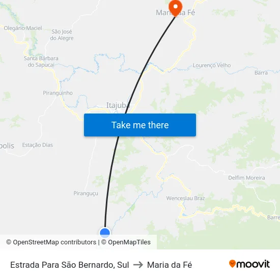 Estrada Para São Bernardo, Sul to Maria da Fé map
