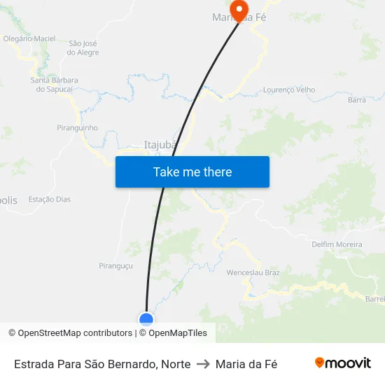Estrada Para São Bernardo, Norte to Maria da Fé map