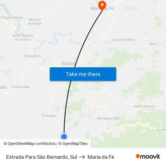 Estrada Para São Bernardo, Sul to Maria da Fé map