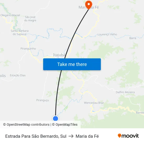 Estrada Para São Bernardo, Sul to Maria da Fé map