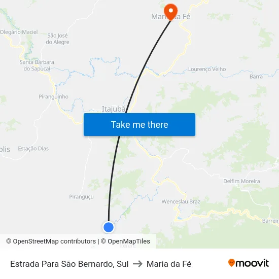 Estrada Para São Bernardo, Sul to Maria da Fé map