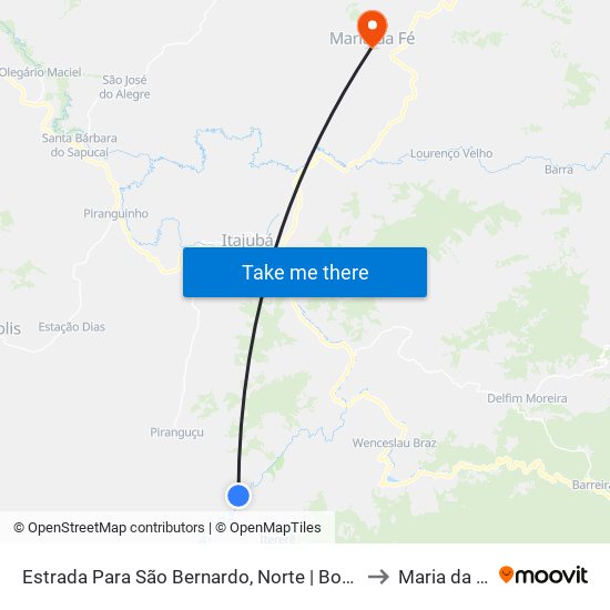 Estrada Para São Bernardo, Norte | Borges to Maria da Fé map