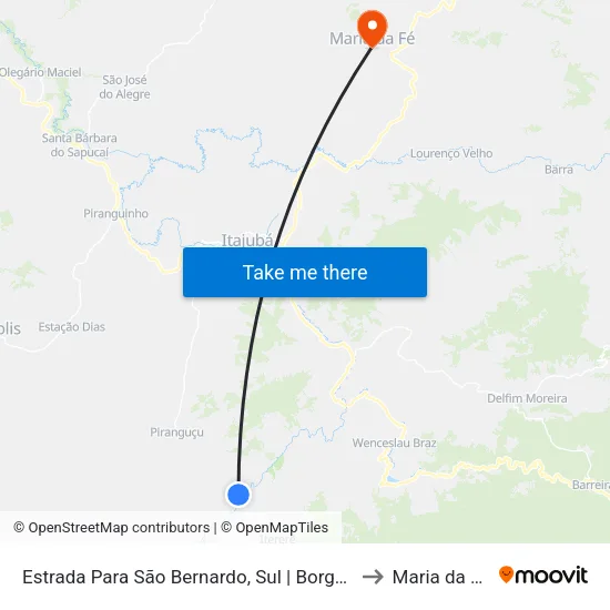 Estrada Para São Bernardo, Sul | Borges to Maria da Fé map