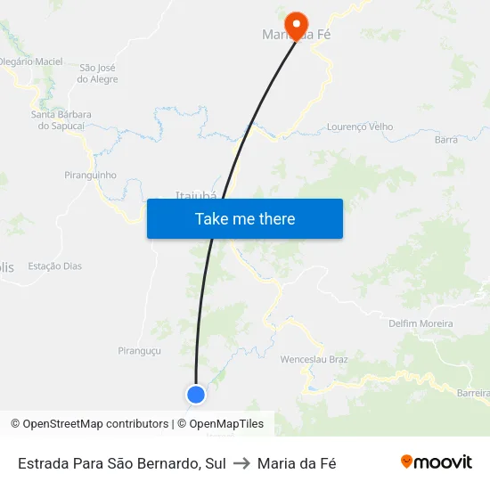Estrada Para São Bernardo, Sul to Maria da Fé map