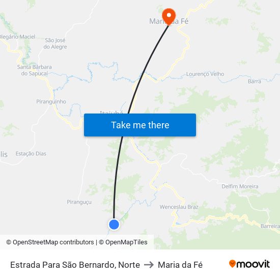 Estrada Para São Bernardo, Norte to Maria da Fé map