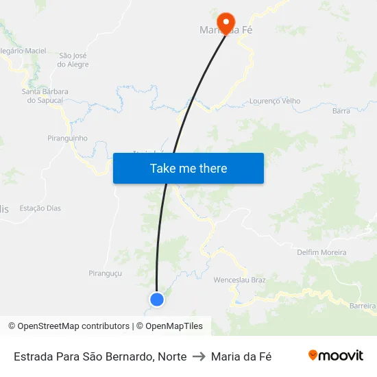 Estrada Para São Bernardo, Norte to Maria da Fé map