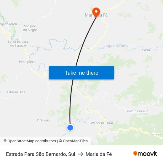 Estrada Para São Bernardo, Sul to Maria da Fé map
