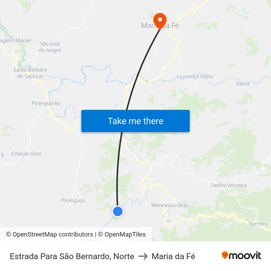 Estrada Para São Bernardo, Norte to Maria da Fé map