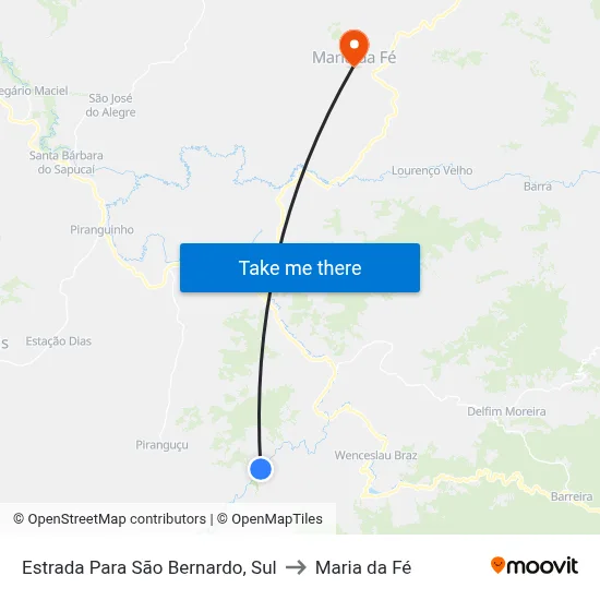 Estrada Para São Bernardo, Sul to Maria da Fé map