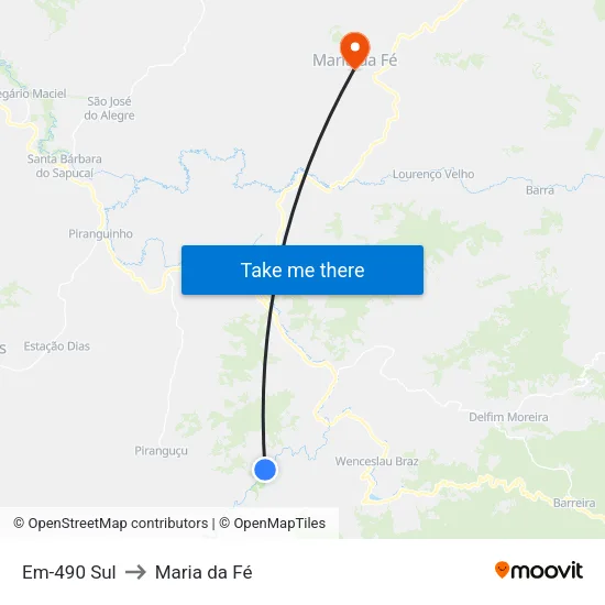 Em-490 Sul to Maria da Fé map