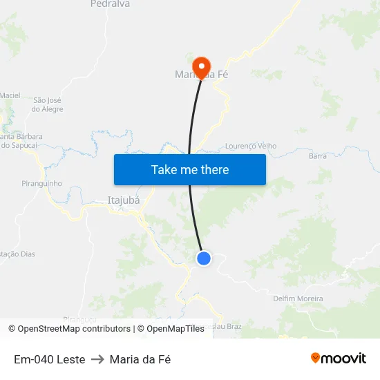 Em-040 Leste to Maria da Fé map