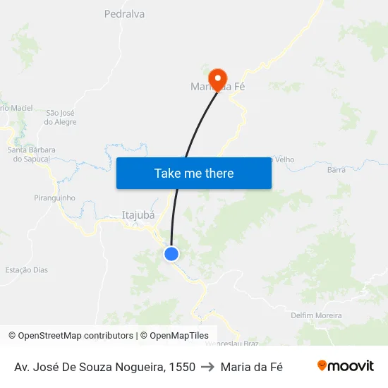 Av. José De Souza Nogueira, 1550 to Maria da Fé map
