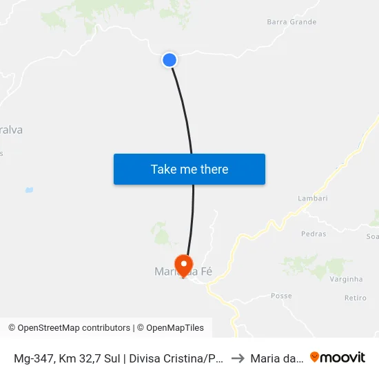 Mg-347, Km 32,7 Sul | Divisa Cristina/Pedralva to Maria da Fé map