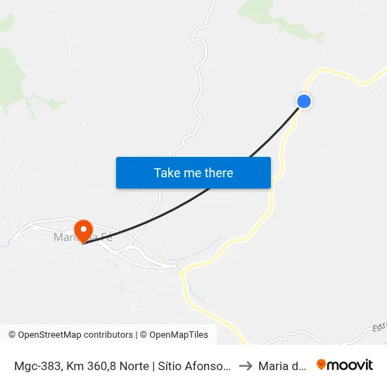 Mgc-383, Km 360,8 Norte | Sítio Afonso Nogueira to Maria da Fé map