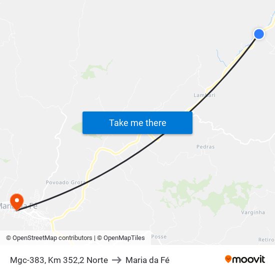 Mgc-383, Km 352,2 Norte to Maria da Fé map