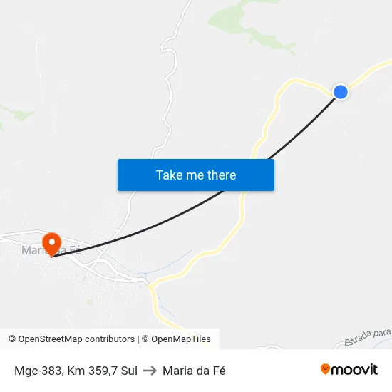 Mgc-383, Km 359,7 Sul to Maria da Fé map