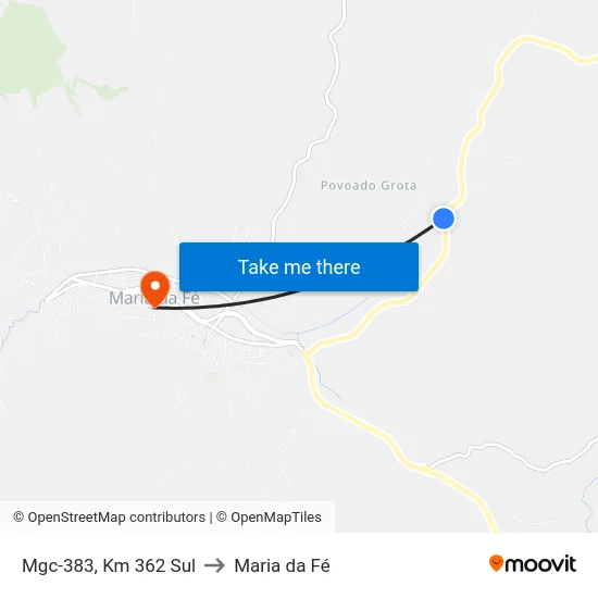 Mgc-383, Km 362 Sul to Maria da Fé map