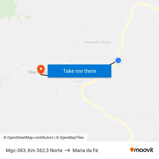 Mgc-383, Km 362,3 Norte to Maria da Fé map