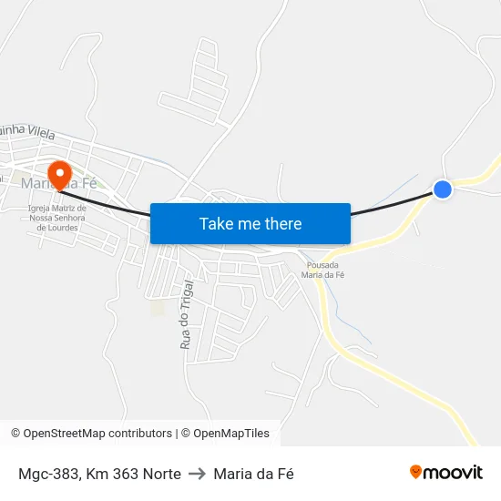 Mgc-383, Km 363 Norte to Maria da Fé map