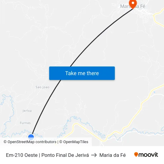 Em-210 Oeste | Ponto Final De Jerivá to Maria da Fé map