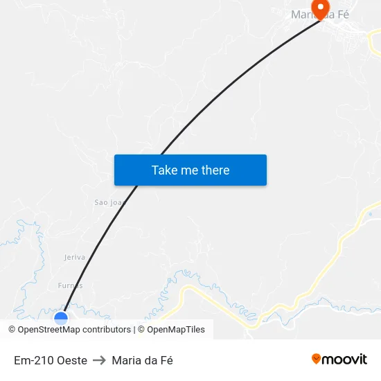 Em-210 Oeste to Maria da Fé map