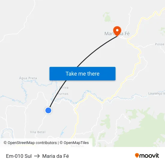 Em-010 Sul to Maria da Fé map