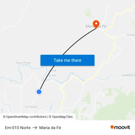 Em-010 Norte to Maria da Fé map