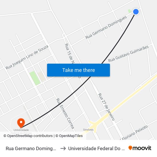 Rua Germano Domingues, 43 to Universidade Federal Do Pampa map