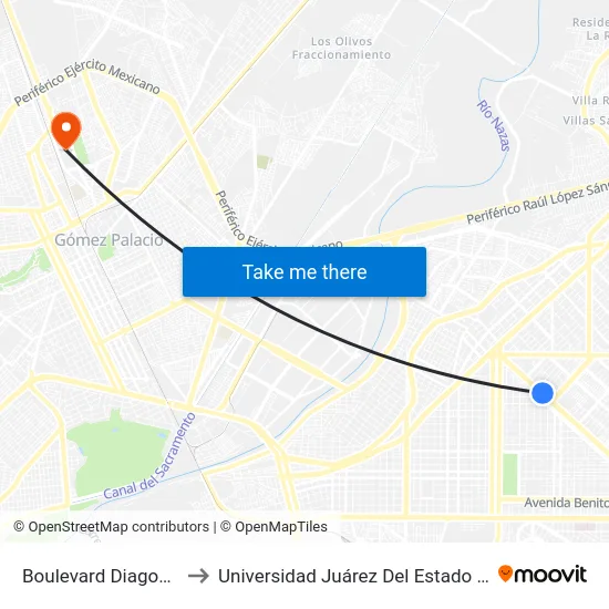 Boulevard Diagonal Reforma, 1960_D to Universidad Juárez Del Estado De Durango. Nucleo Universitario map