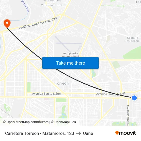 Carretera Torreón - Matamoros, 123 to Uane map