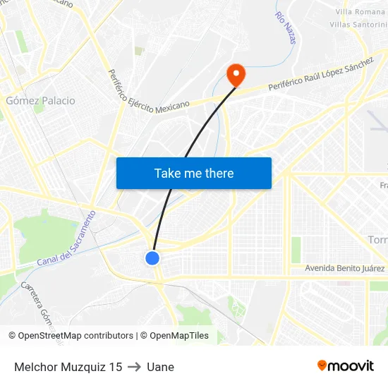 Melchor Muzquiz 15 to Uane map