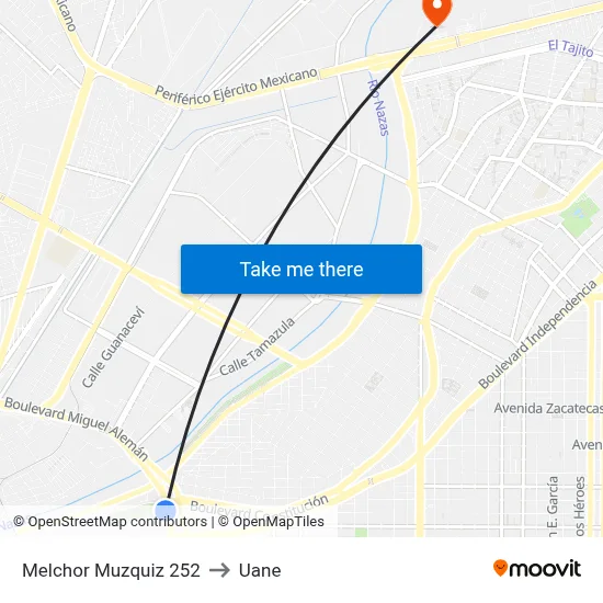 Melchor Muzquiz 252 to Uane map