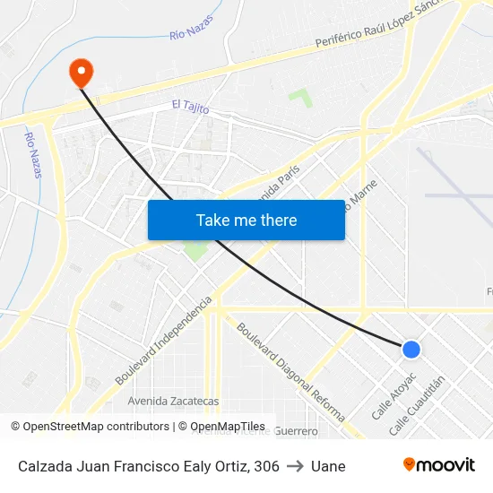 Calzada Juan Francisco Ealy Ortiz, 306 to Uane map
