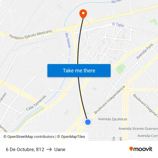 6 De Octubre, 812 to Uane map