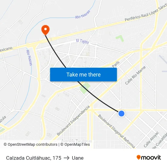 Calzada Cuitláhuac, 175 to Uane map