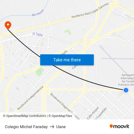 Colegio Michel Faraday to Uane map