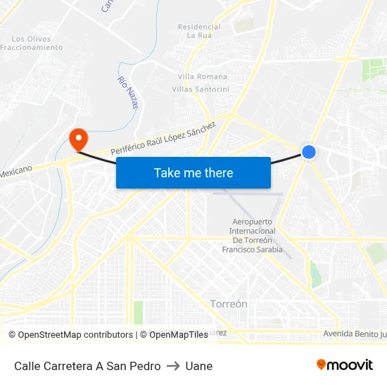 Calle Carretera A San Pedro to Uane map