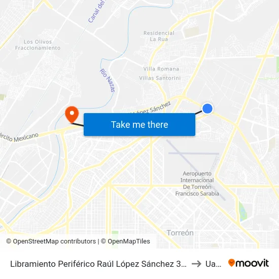 Libramiento Periférico Raúl López Sánchez 3007 to Uane map