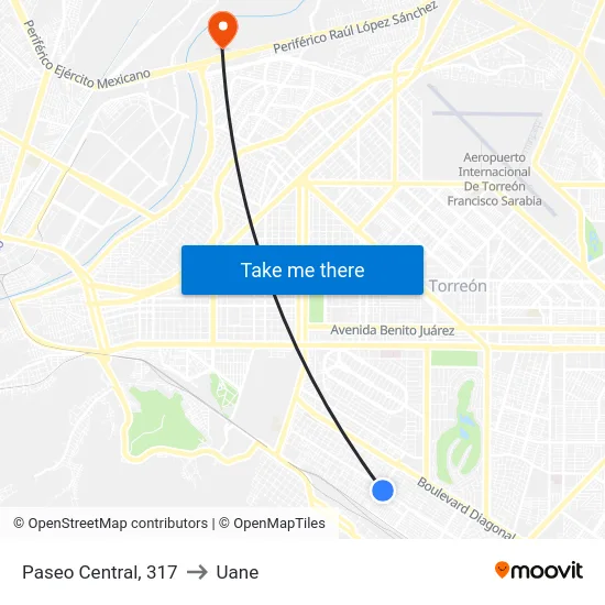 Paseo Central, 317 to Uane map