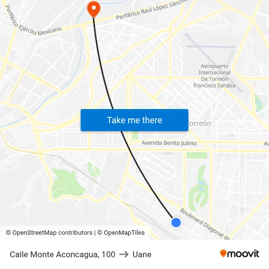 Calle Monte Aconcagua, 100 to Uane map