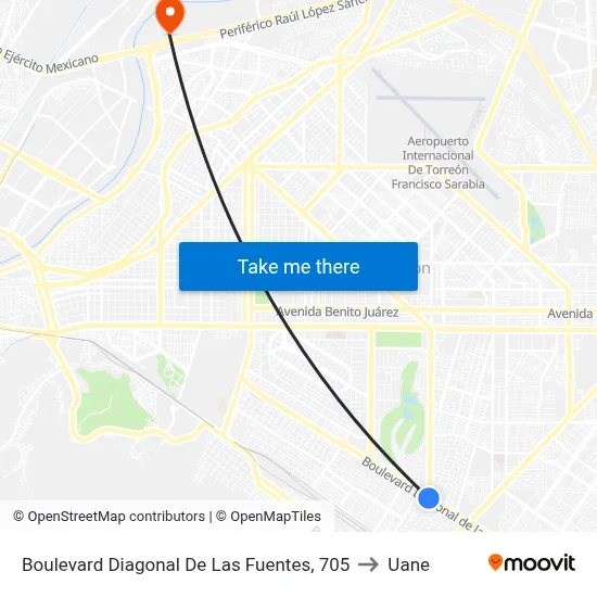 Boulevard Diagonal De Las Fuentes, 705 to Uane map