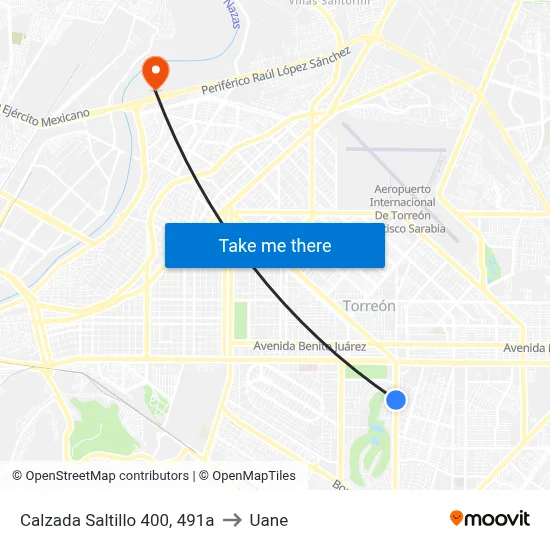 Calzada Saltillo 400, 491a to Uane map