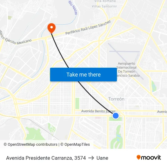 Avenida Presidente Carranza, 3574 to Uane map