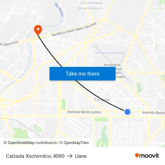 Calzada Xochimilco, 4090 to Uane map
