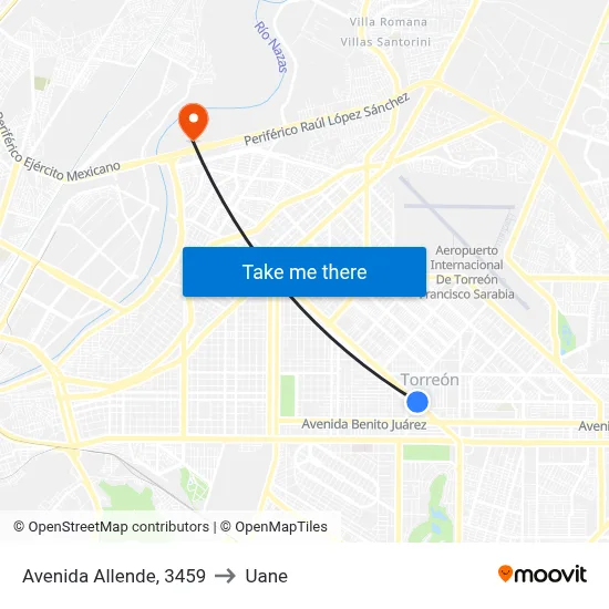 Avenida Allende, 3459 to Uane map